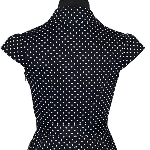 Wedtrend 1950s Style Retro Dress Womens Small Black White Polka Dot Tradwife - Picture 4 of 12